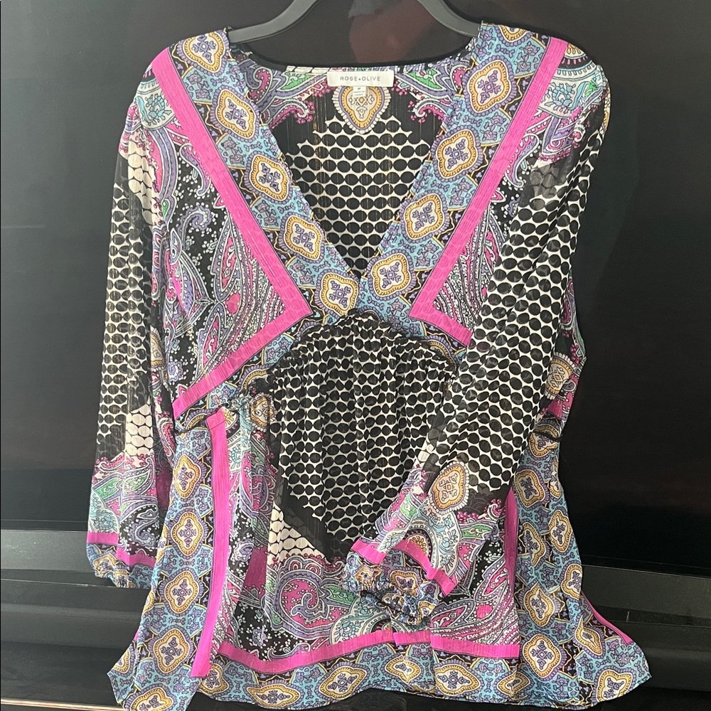 Women’s Multicolor Peasant Top Sz M